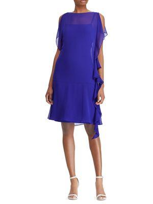 Lauren Ralph Lauren Sheer-georgette Ruffled Dress