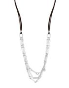 Robert Lee Morris Soho Cool As Ice Multi-row Link Long Leather Necklace