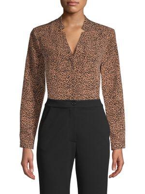H Halston Printed V-neck Top