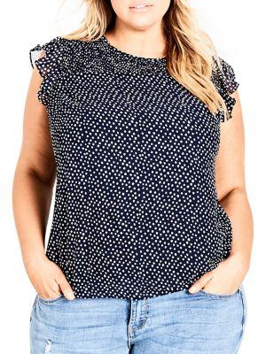 City Chic Plus Polka-dot Smock Top