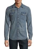 Lucky Brand Embroidered Denim Button-down Shirt