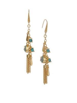 Laundry By Shelli Segal Pacific Blues Goldtone & Crystal Charmy Drop Earrings