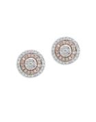 Effy Diamond And 14k White And Rose Gold Stud Earrings