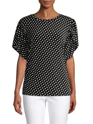Michael Michael Kors Petite Printed Ruffle Top