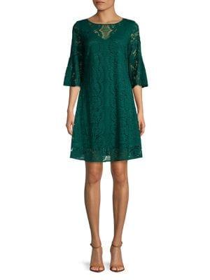 Gabby Skye Bell Sleeve Lace Shift Dress