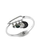 Lucky Brand Boxed Silvertone Celestial Hinged Hook Charm Cuff