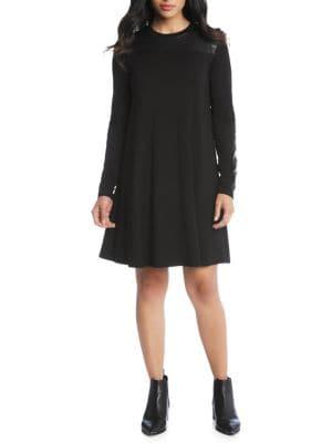 Karen Kane Contrast Faux Leather Shift Dress