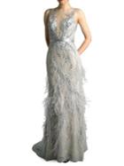 Basix Lace & Feather Trim Column Dress