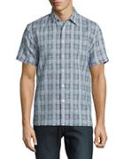 Perry Ellis Check Linen-blend Shirt