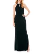 Laundry By Shelli Segal Necklace Detail Matte Jersey Gown