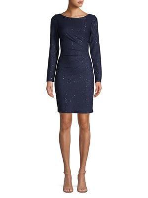 Vince Camuto Sequin Long-sleeve Sheath Dress
