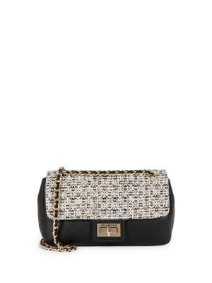 Karl Lagerfeld Paris Agyness Leather/tweed Shoulder Bag