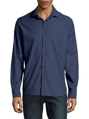 Black Brown Slim-fit Printed Button-down Shirt