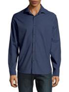 Black Brown Slim-fit Printed Button-down Shirt