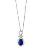 Effy Royale Bleu Diamonds, Sapphire And 14k White Gold Pendant Necklace