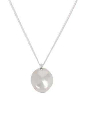 Robert Lee Morris Silvertone Sculptural Disc Pendant Necklace