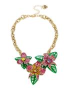 Betsey Johnson Tropical Punch Pave Flower Frontal Necklace