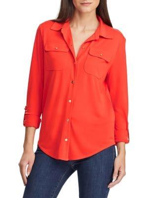 Lauren Ralph Lauren Knit Roll-tab Sleeve Shirt