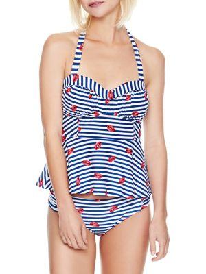 Betsey Johnson Sailors Kiss Tankini Top