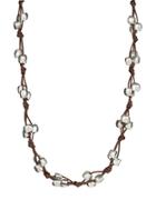 Uno De 50 Bead And Leather Opera Necklace