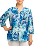 Foxcroft Printed Button-front Shirt