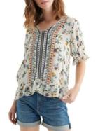 Lucky Brand Floral Border Print Top