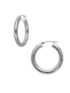 Lord & Taylor 14k White Gold Round Tube Hoop Earrings