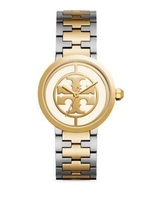 Tory Burch Reva Goldtone & Stainless Steel Bracelet Watch