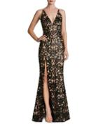 Dress The Population Plunging Sequined Lace Mermaid Gown