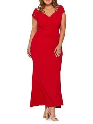 Quiz Curve Plus Bardot Faux Wrap Gown