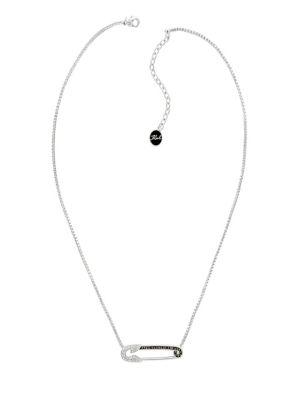 Karl Lagerfeld Safety Pin Crystal Pendant Necklace