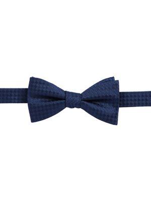 Black Brown Checkered Silk Bow Tie