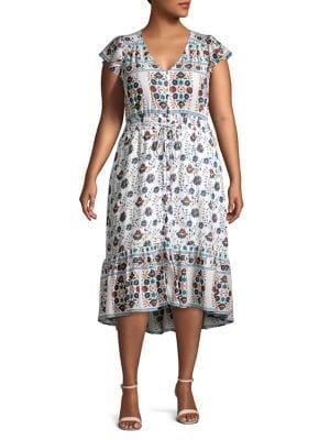 Lucky Brand Plus Floral Cotton Sundress
