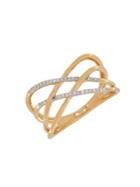 Lord & Taylor Andin 14k Yellow Gold & Diamond Pave Interwoven Ring