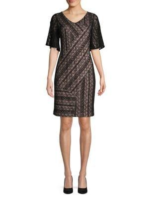 Ivanka Trump Short-sleeve Lace Shift Dress