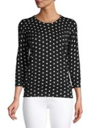 Lord & Taylor Three Quarter Sleeve Dotted Top