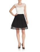 Jessica Simpson Colorblocked Lace Fit-and-flare Dress