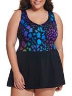 Longitude Plus Leaping Lizard One-piece Flared Swimdress