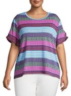 Rafaella Plus Ruffled Geo Block Top