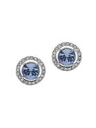 Givenchy Silvertone And Crystal Halo Button Earrings