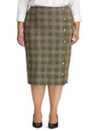 Lauren Ralph Lauren Plus Button-trimmed Glen Plaid Skirt