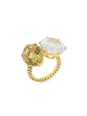 Etienne Aigner Goldtone, Glass Quartz And Cubic Zirconia Ring