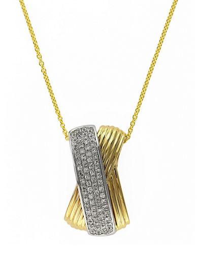Effy 14k Yellow And White Gold Diamond Pendant Necklace