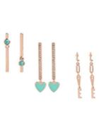 Bcbgeneration 3-pair Rose Goldtone & Crystal Love Linear Drop Earrings
