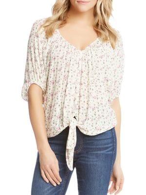 Karen Kane Mini Rose Tie-front Top