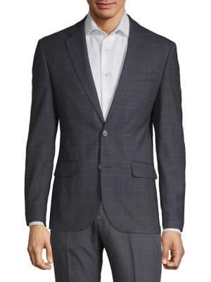 Karl Lagerfeld Paris Windowpane Button Front Sportscoat