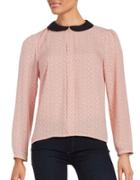 Cece Collared Crepe Long Sleeve Blouse