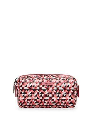 Mango Geometric Faux Leather Cosmetic Bag