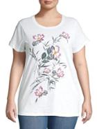 Lucky Brand Plus Floral Cotton Tee