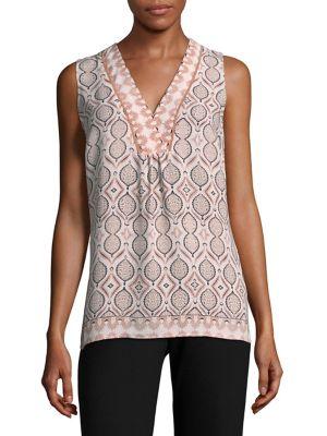 Ivanka Trump Printed V-neck Top